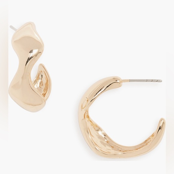 Open Edit-Wavy Molten Hoop Earrings-Gold rhodium-NWT - Picture 1 of 6